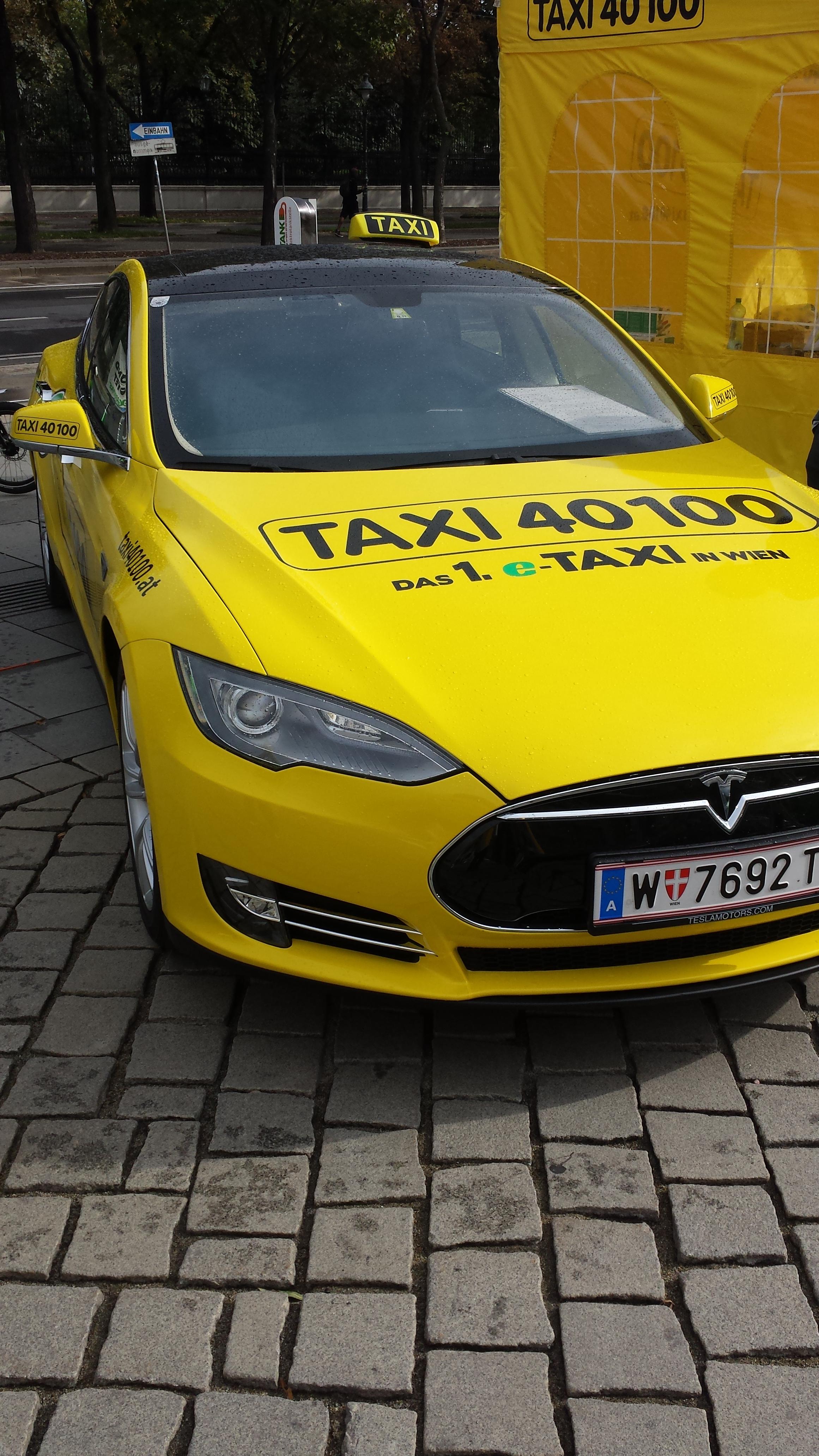 the tesla taxi arrives in vienna