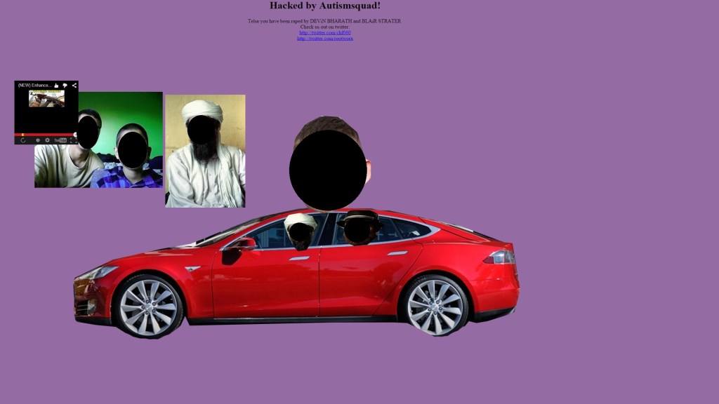 tesla motors website has been hacked by autismsquad possibly linked to lizard squad