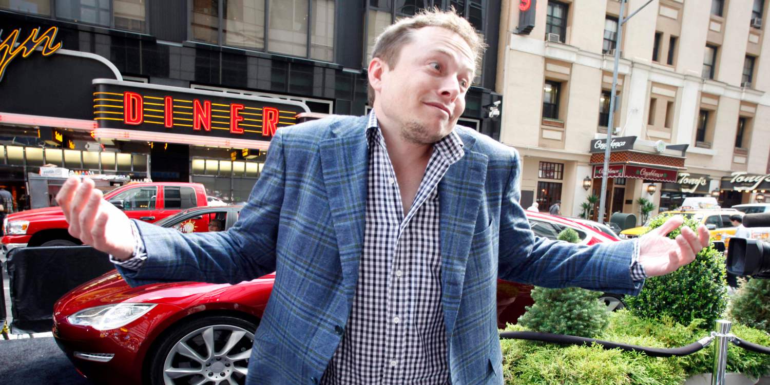 Elon Musk, CEO of Tesla Motors, reacts to a reporter's question following the electric automaker’s initial public offering on Nasdaq, Tuesday, June, 29, 2010 in New York. (AP Photo/Mark Lennihan)