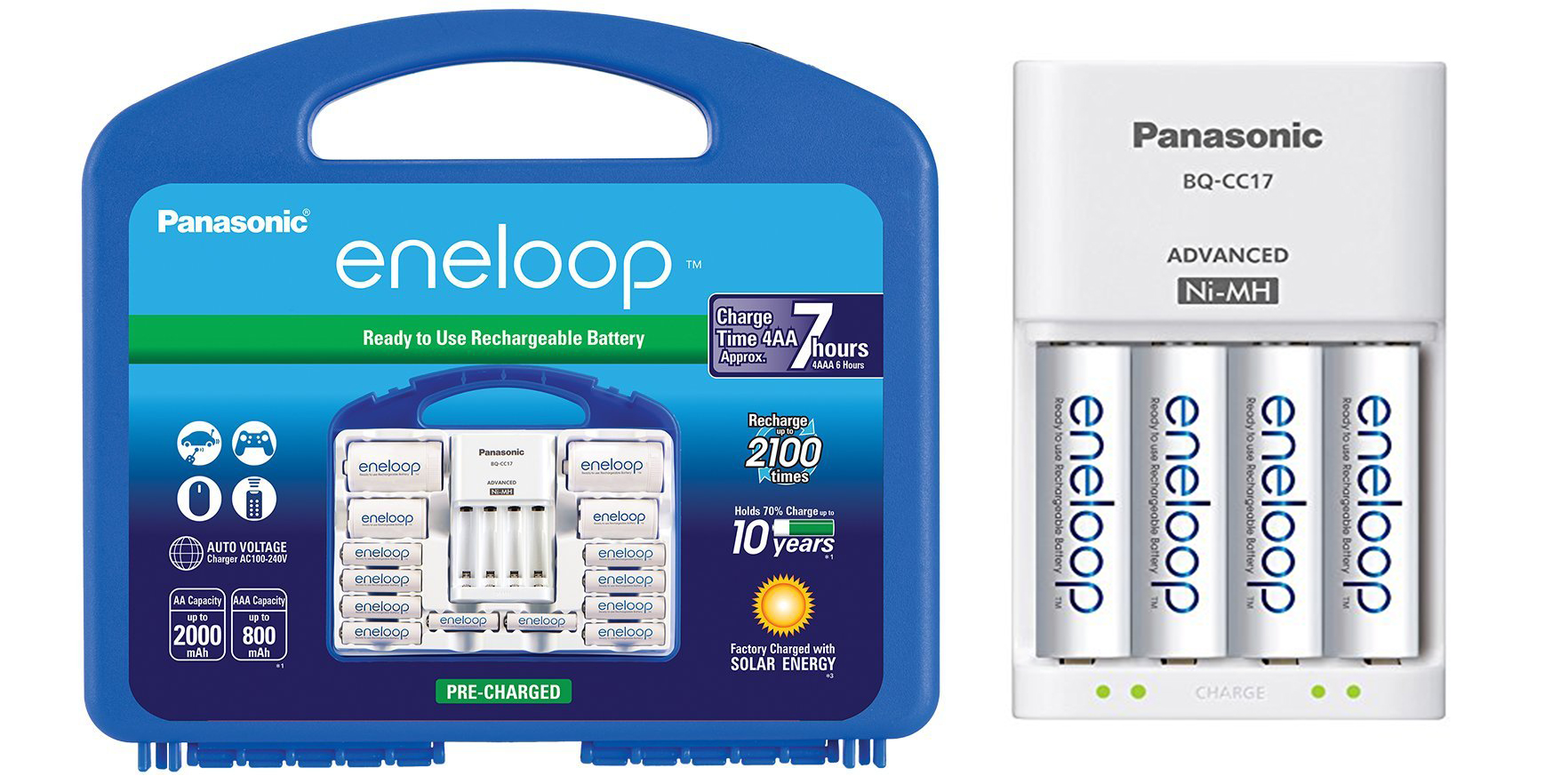 Green Deals Panasonic Eneloop Rechargeable Battery Pack W Charger 8