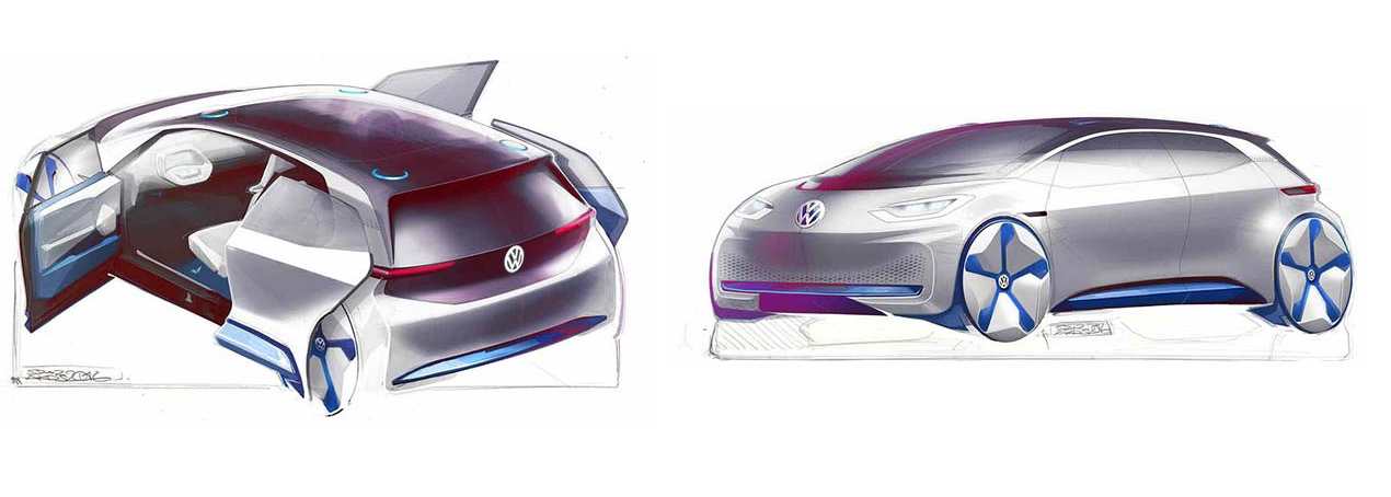 Volkswagen electric vehicle shown in new design sketches  Autocar