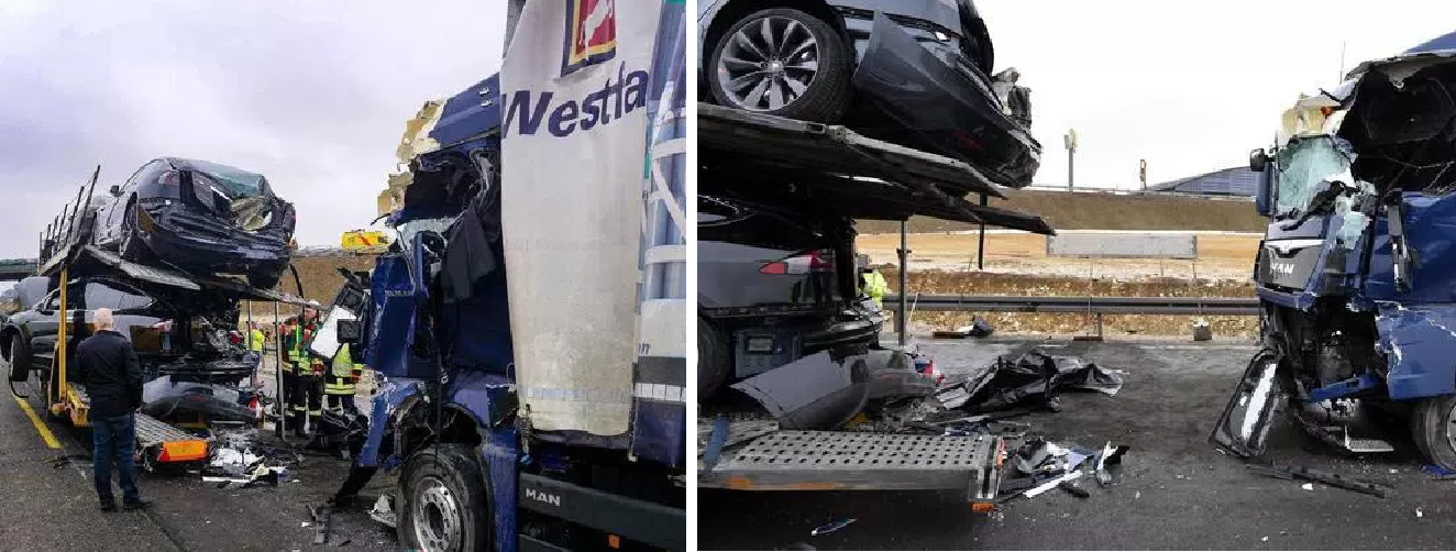 Several Tesla vehicles destroyed and one dead in collision between two