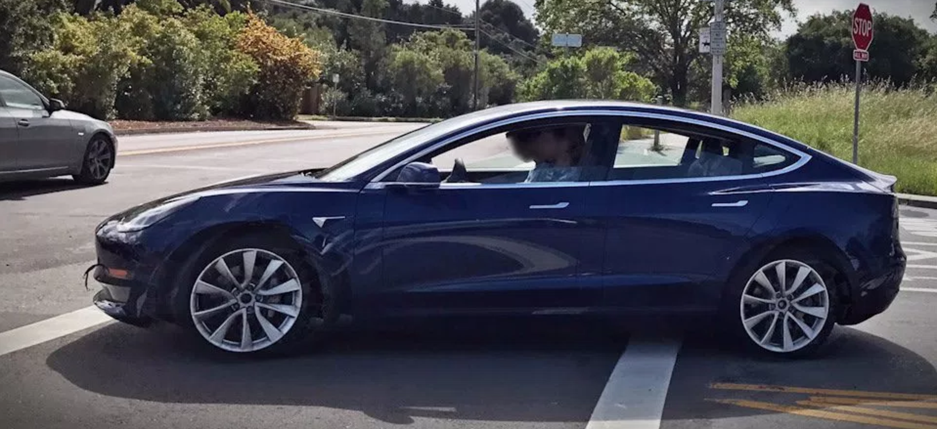 tesla model 3 pictures blue release candidate