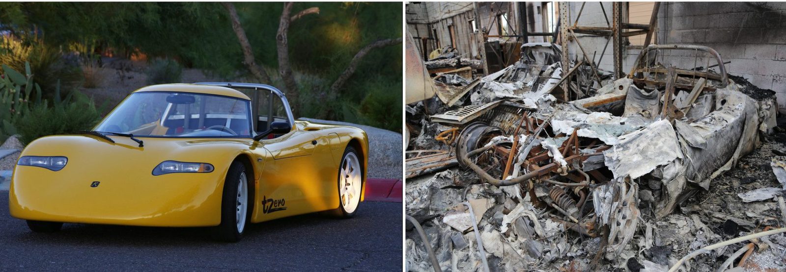 A piece of electric car history up in flames: several Tesla