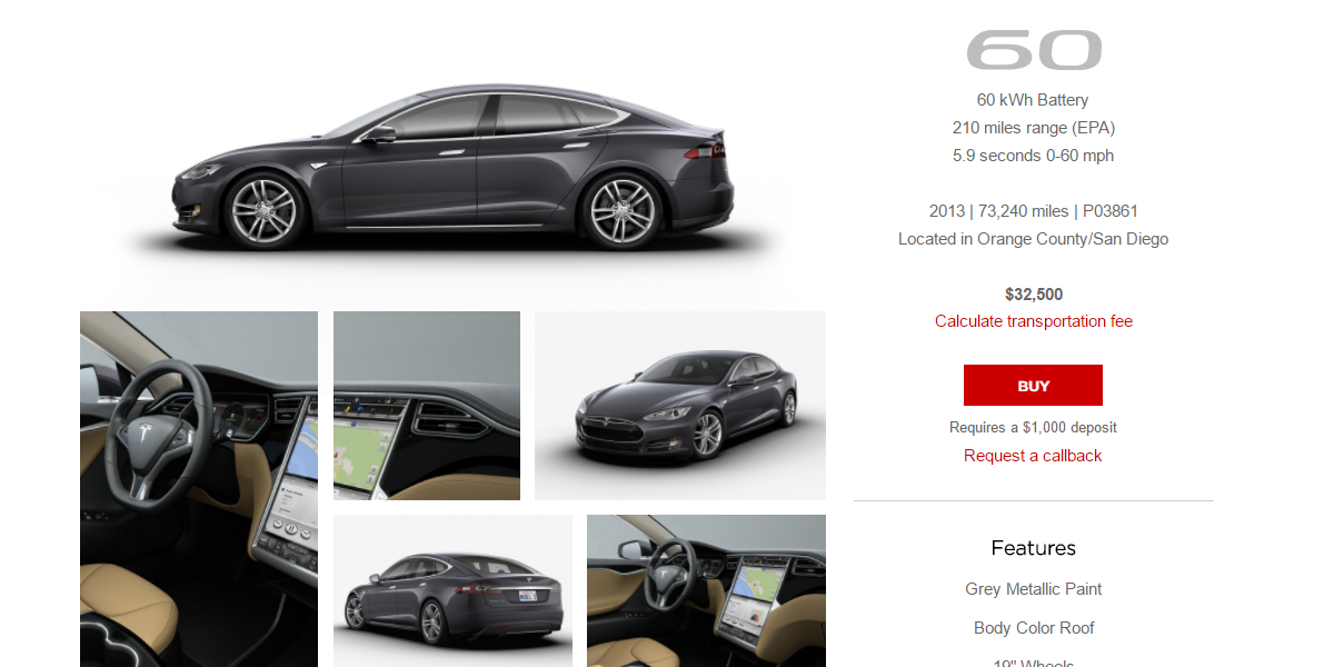 2nd hand deals tesla price