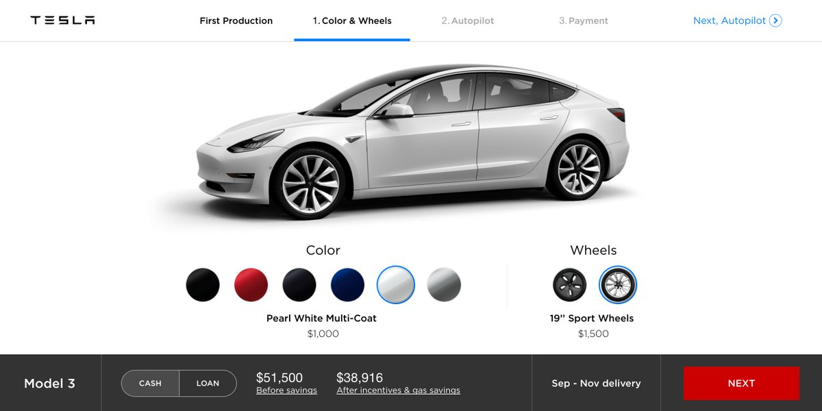 First look at the Tesla Model 3 online configurator
