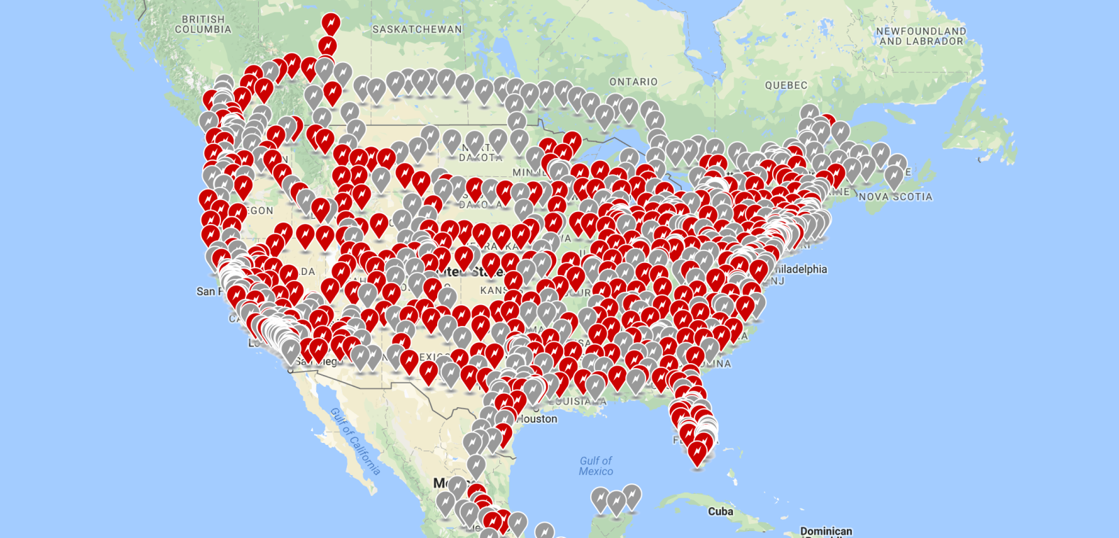Tesla Charging Station Map Map Of The World