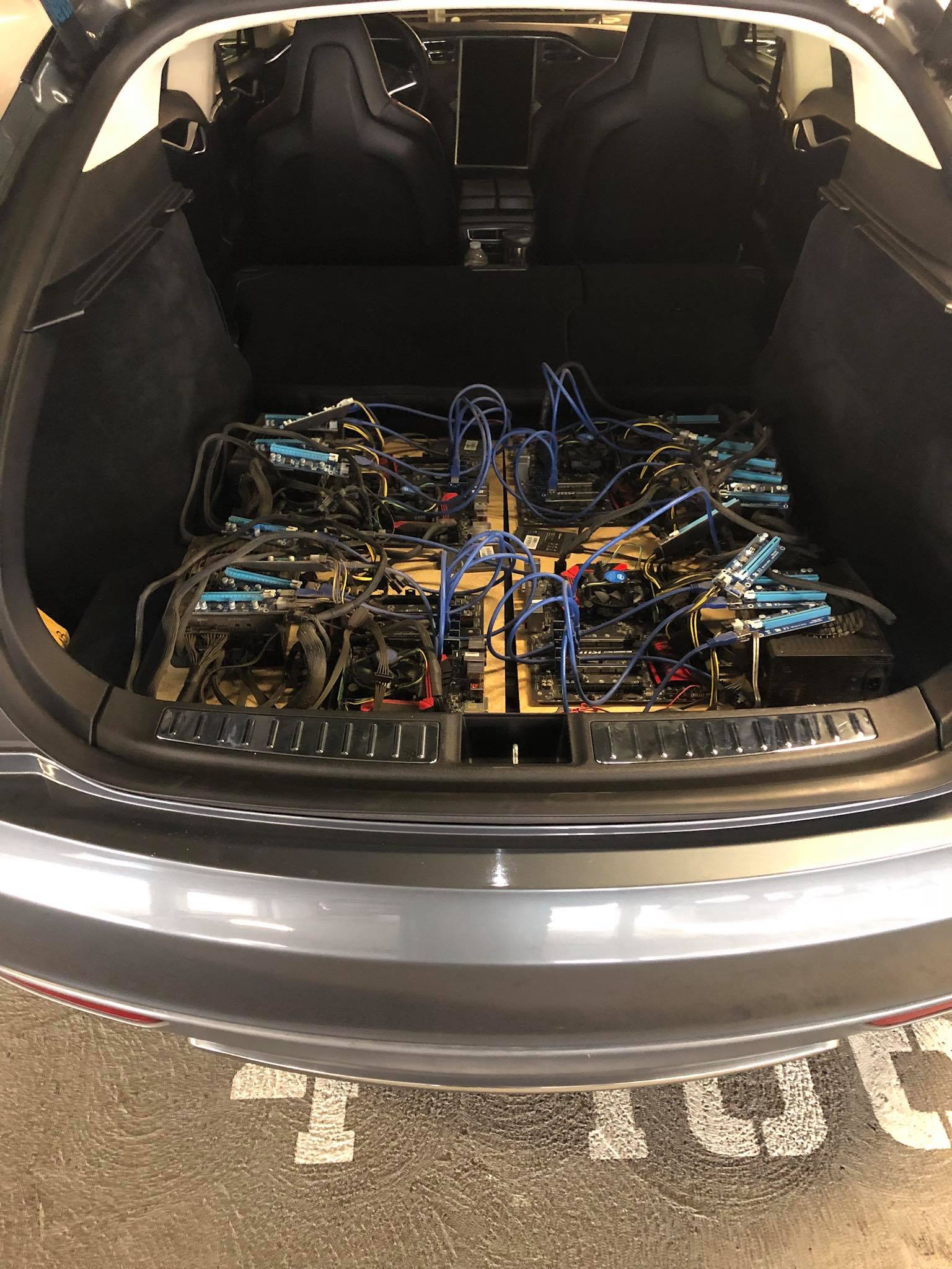 Tesla Owner Builds A Bitcoin Mining Rig In A Model S To Use Free - 