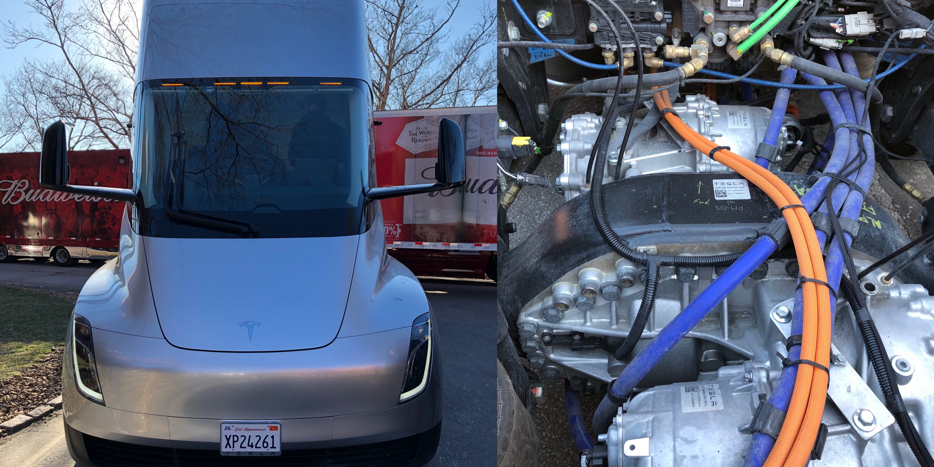 A closer look at a Tesla Semi electric truck prototype and its