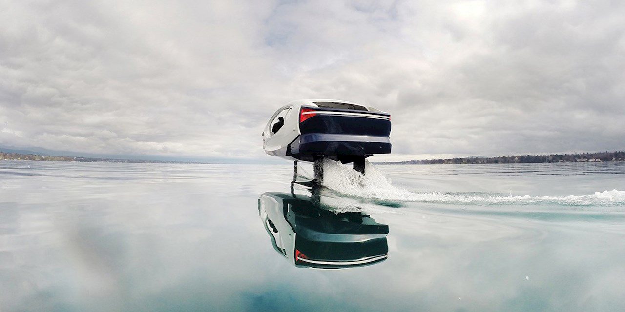 A new all-electric hydrofoil water taxi is tested on Lake 