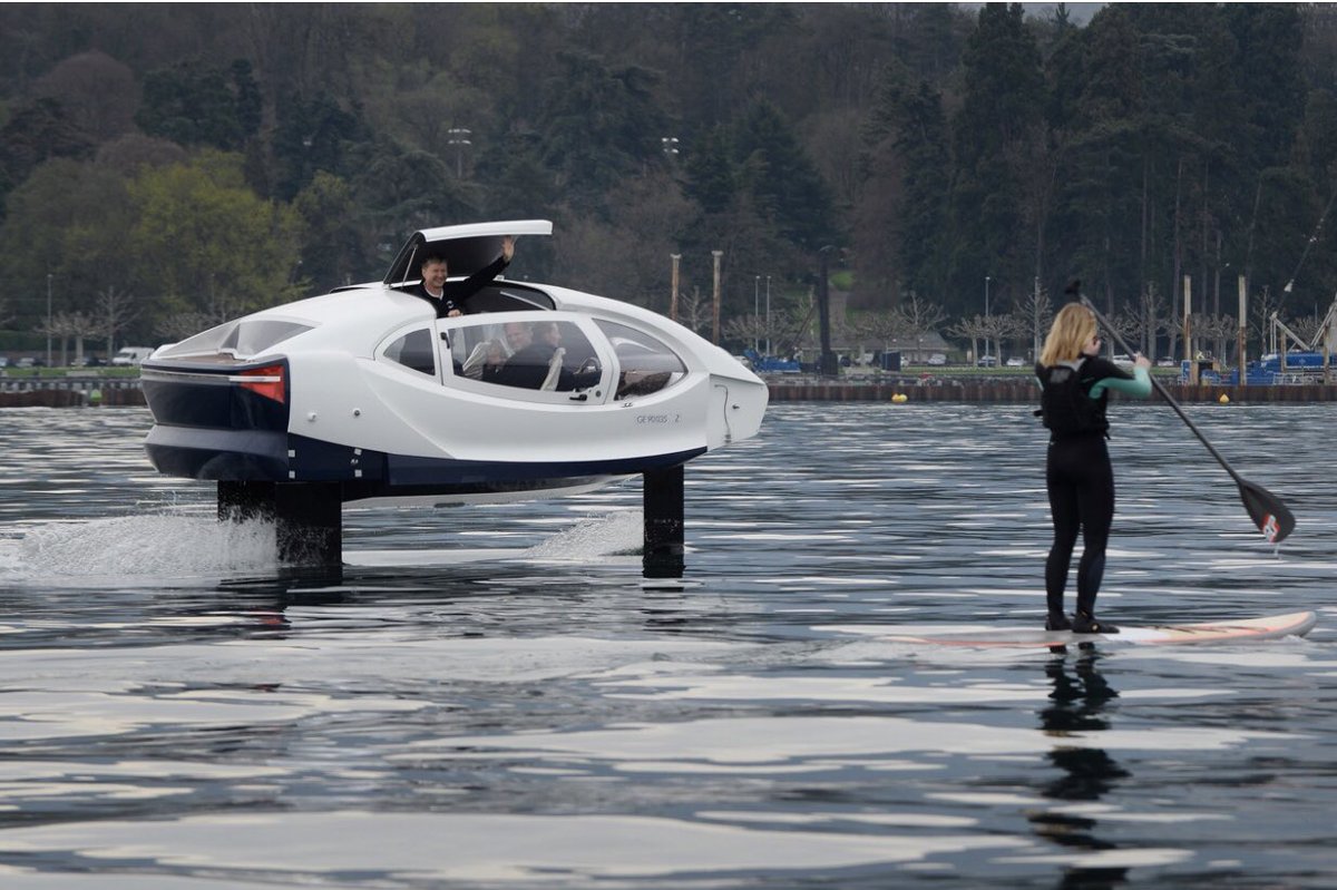 A new allelectric hydrofoil water taxi is tested on Lake Geneva Electrek