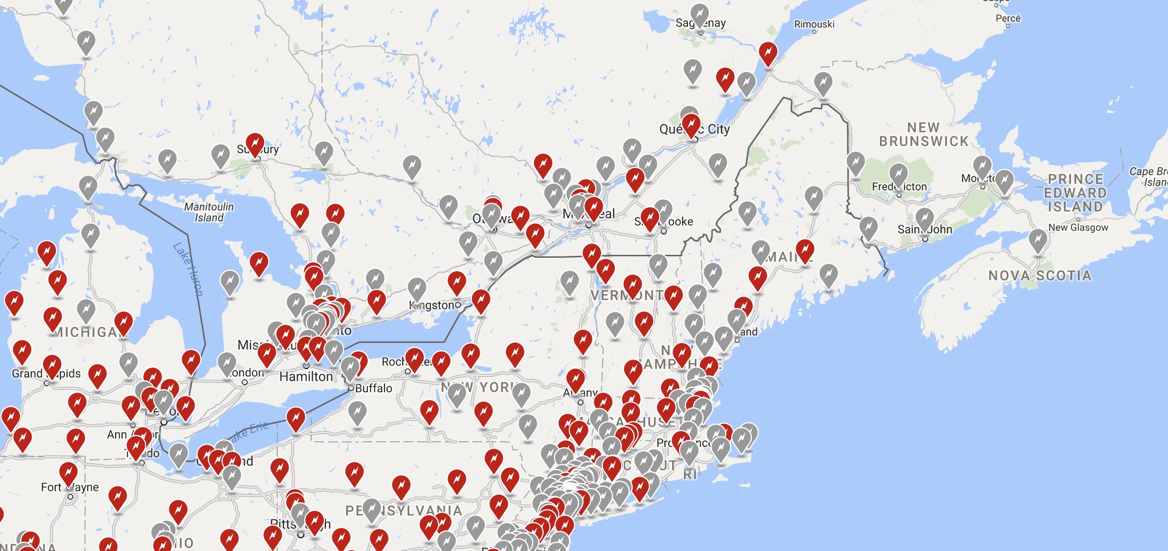 28 charging stations for tesla map