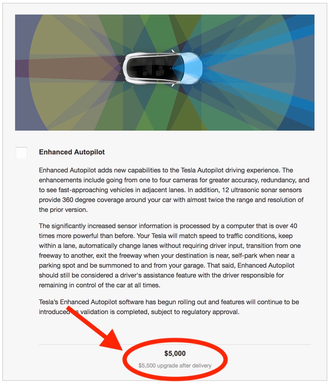 Tesla decreases the price of Enhanced Autopilot after delivery