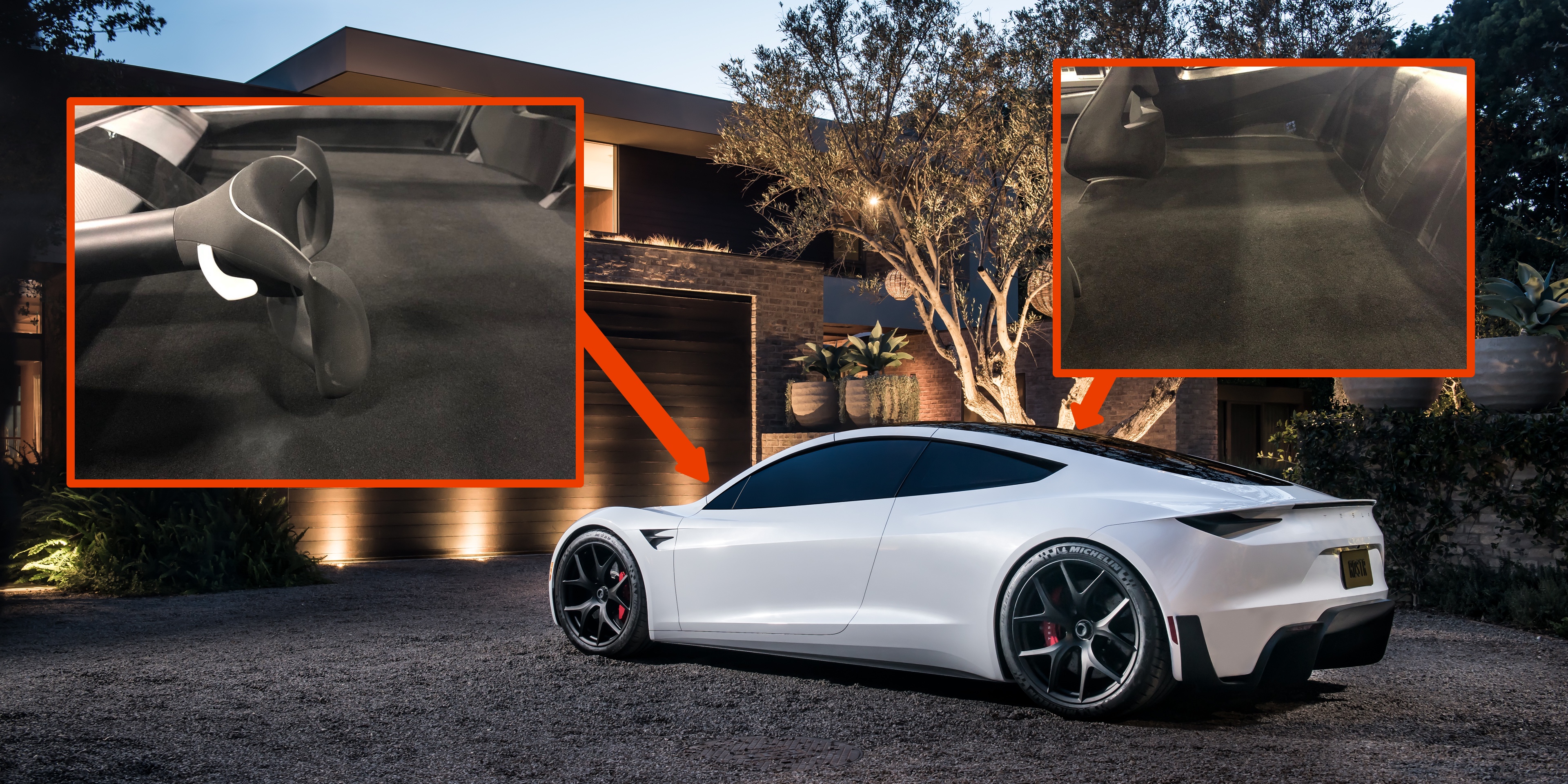 First look inside Tesla Roadster white prototype glimpse