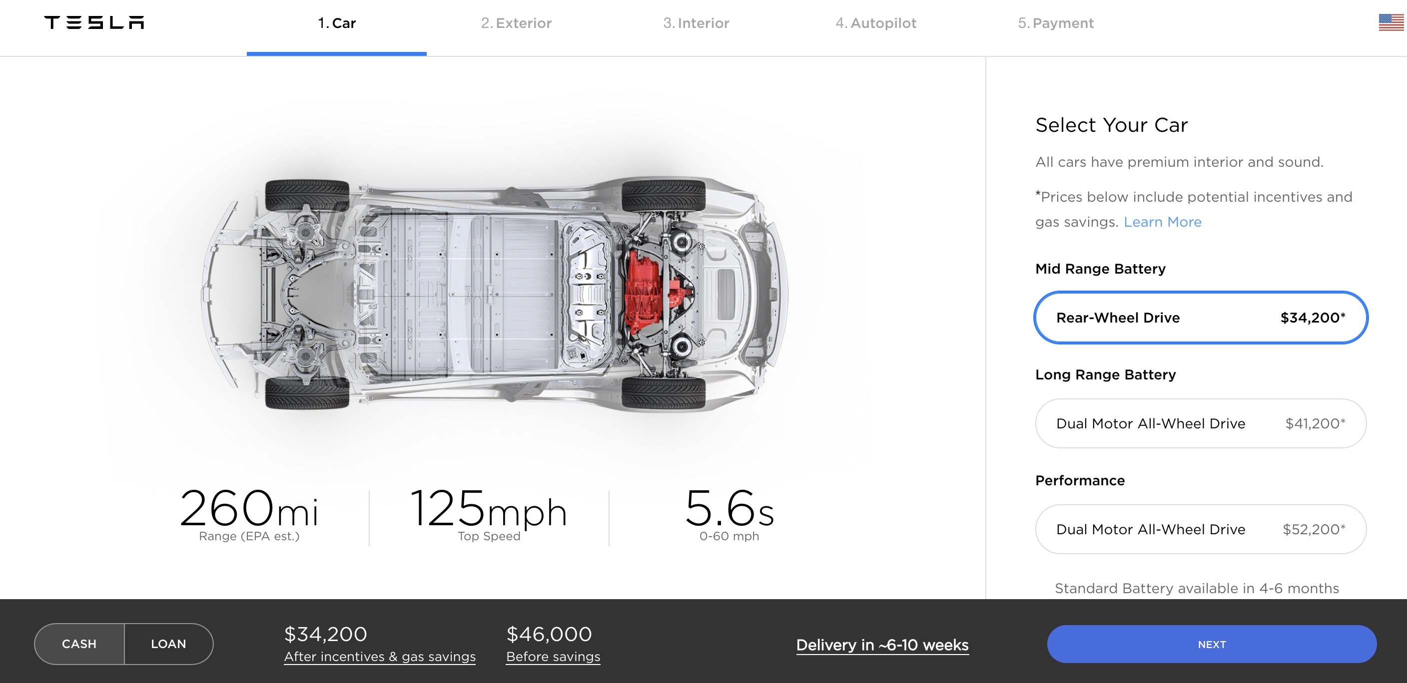 2018 model 3 clearance long range price