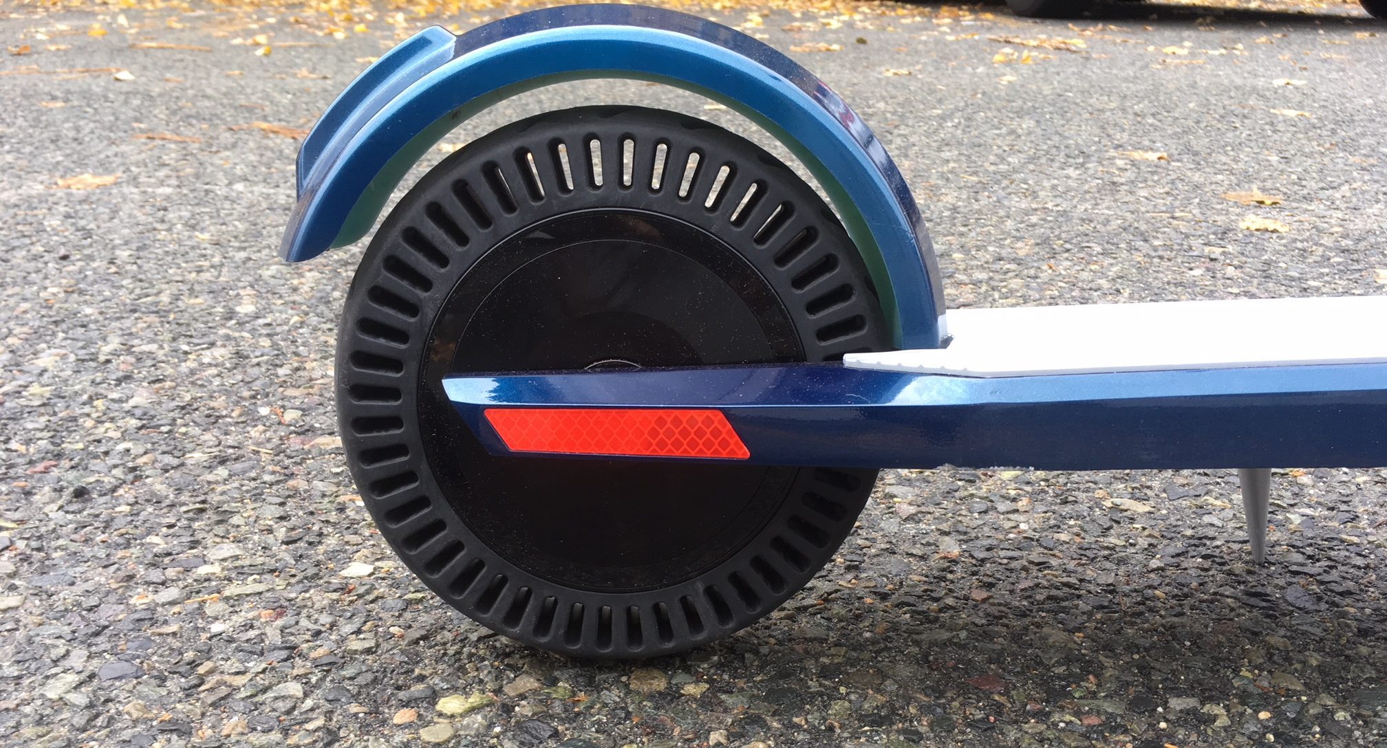 Unagi electric scooter has two motors and sports a sleek, flowing design