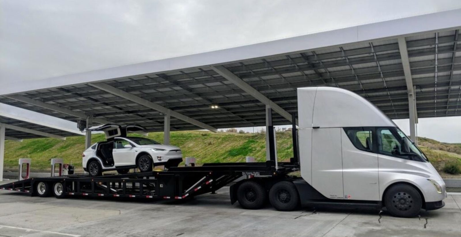 Tesla car hauling trucks