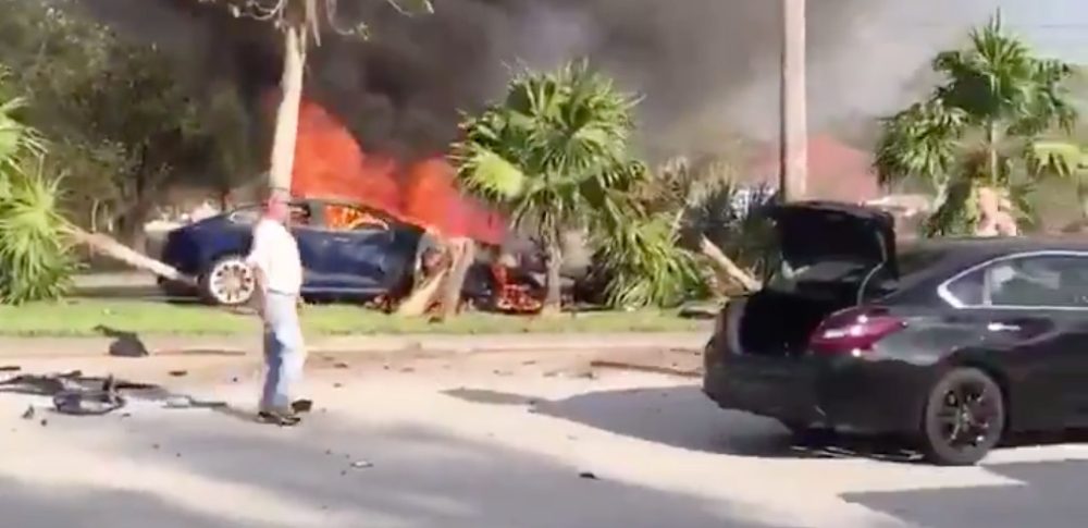 Tesla Driver Dies In Burning Car After Crash Witness Says