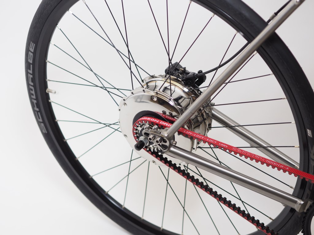 Believe it or not, this beltdrive titanium bicycle is actually a slick