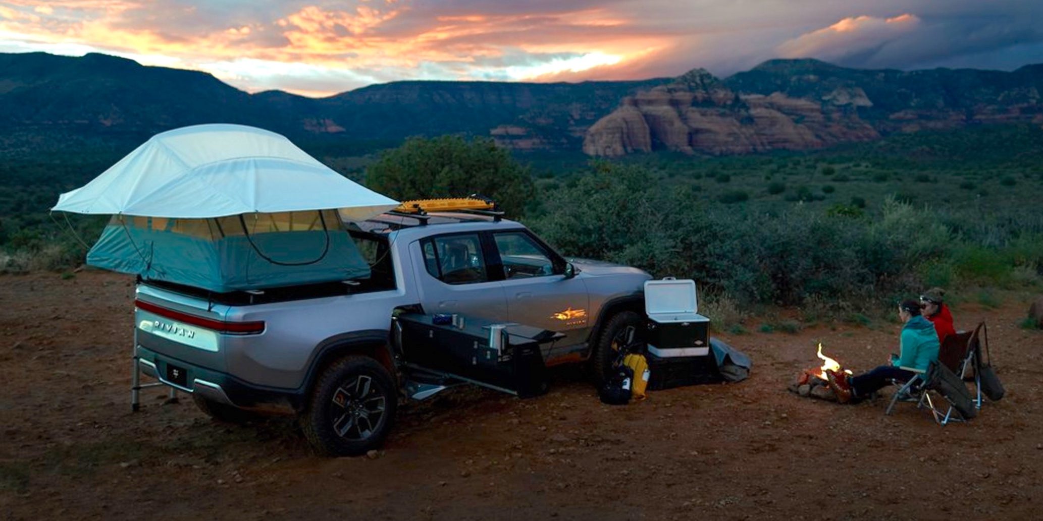Rivian showcases R1T electric pickup truck as a camper