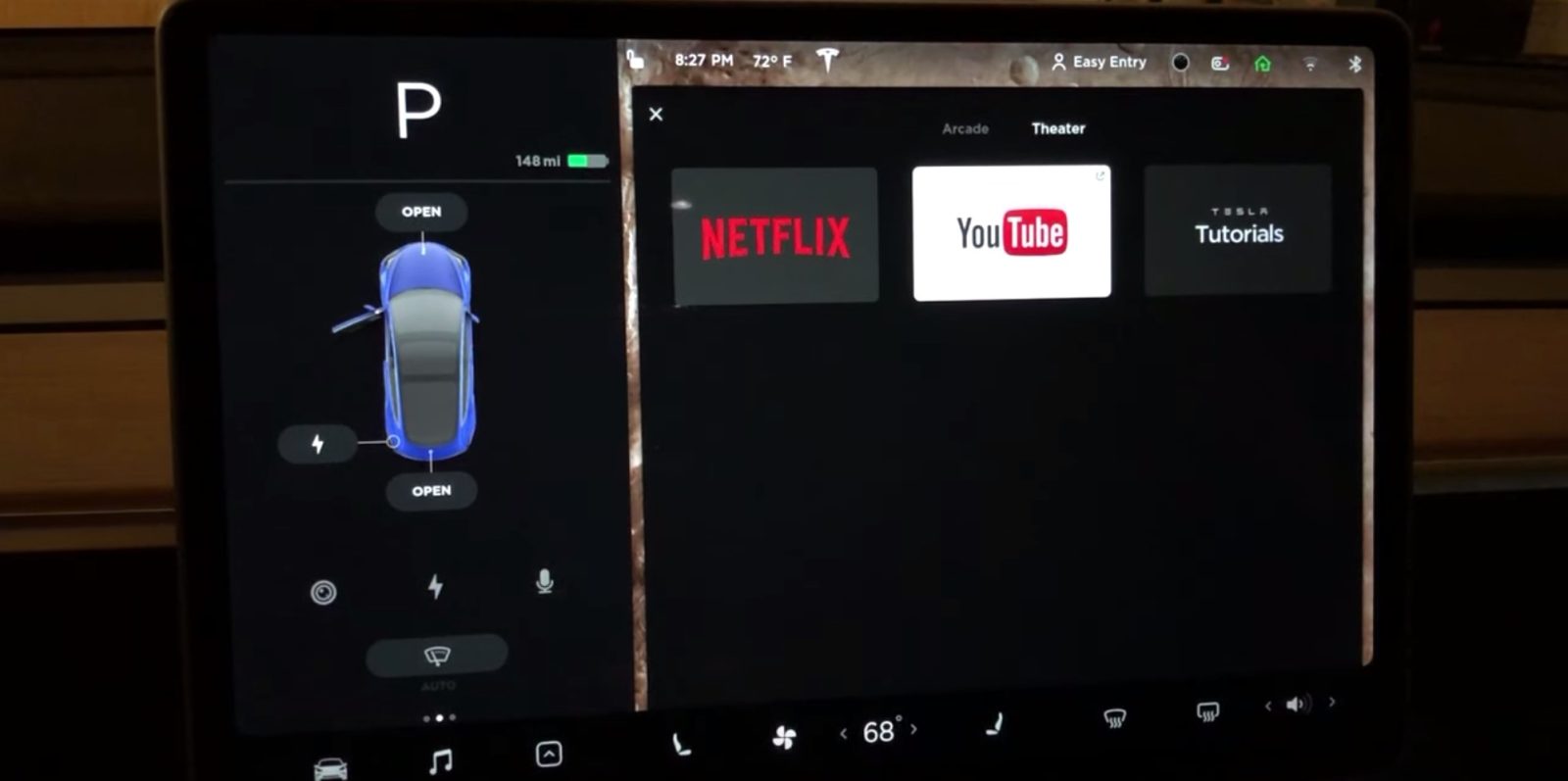 Watch Tesla V10 With New Netflix Youtube Caraoke Apps In