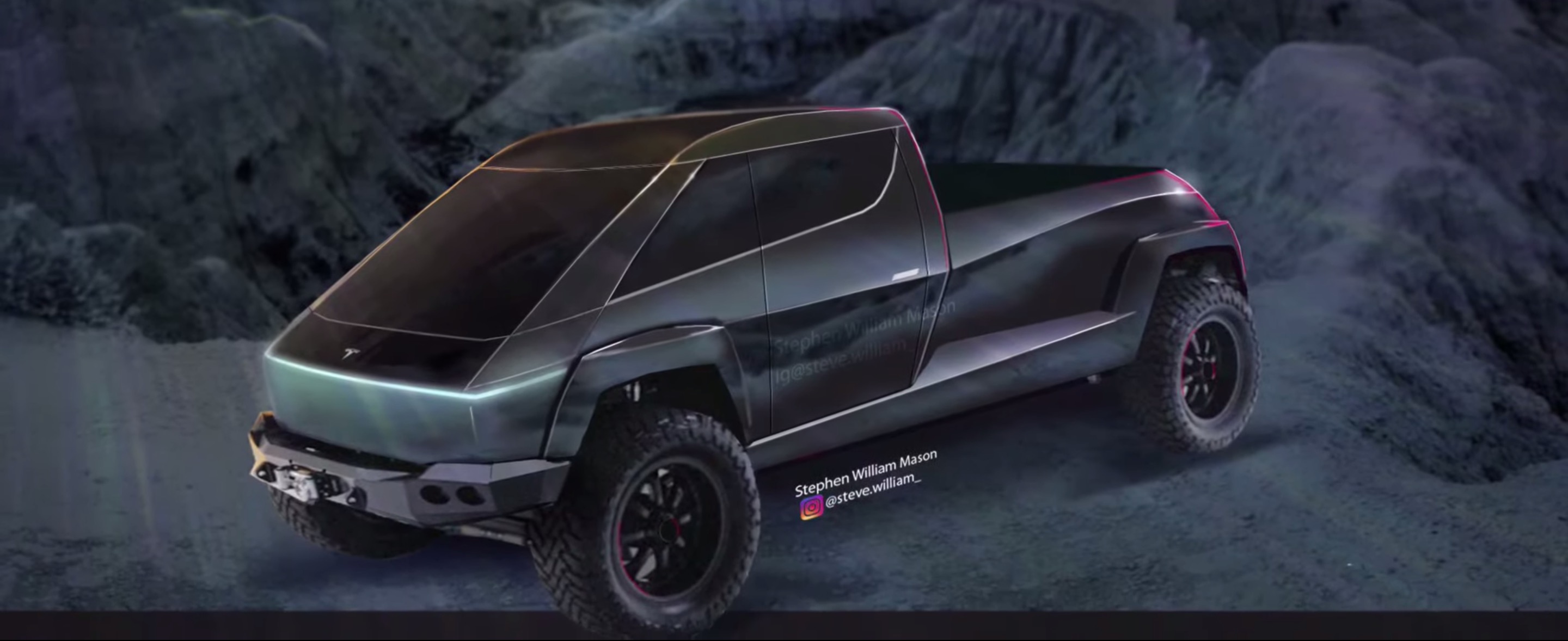 Tesla Pickup truck rendered based on teaser image and comment - Electrek