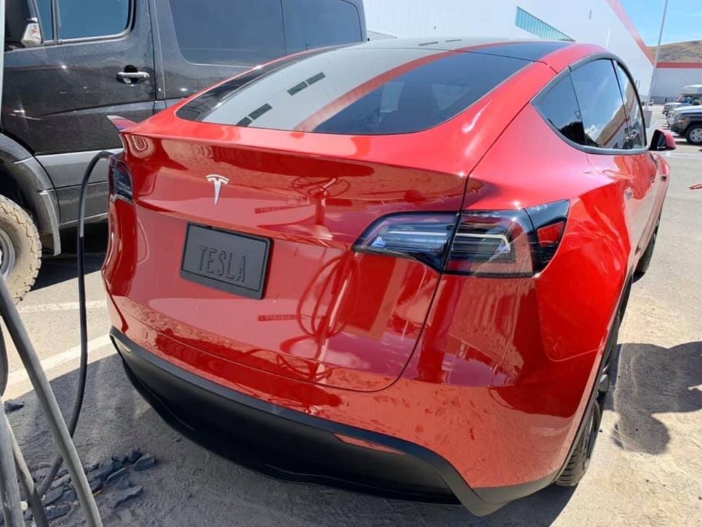 Tesla Model Y beautiful new bright red prototype spotted at