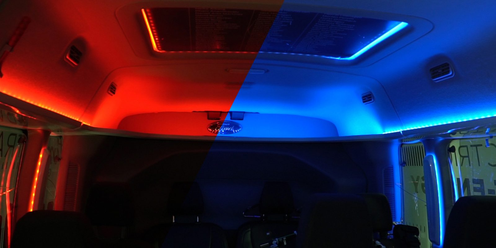Red and blue lights in Ford electric vehicles