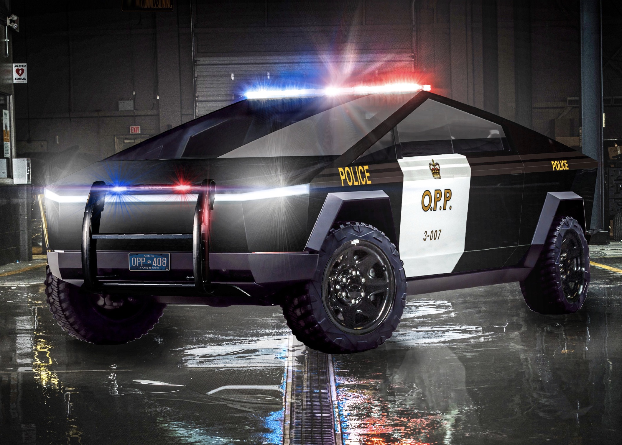 Tesla Cybertruck is turned into police vehicle by Ontario police Electrek