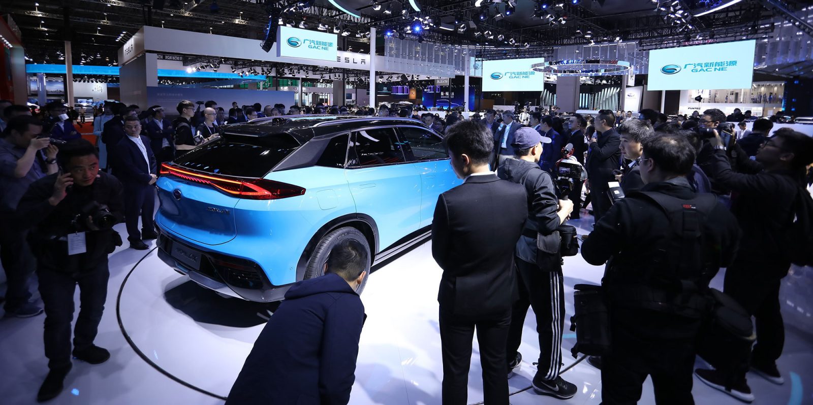 The all-electric GAC Aion LX at the 2019 Shanghai auto show