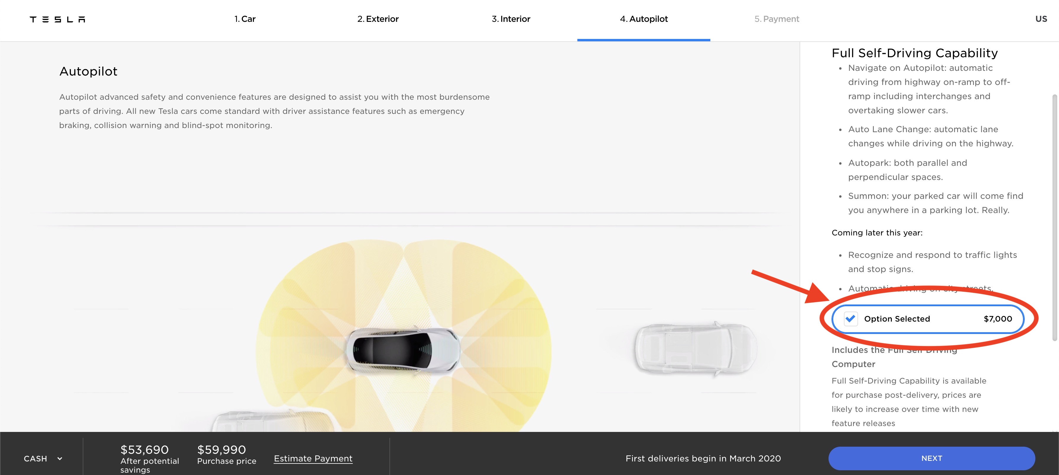 tesla full self driving price