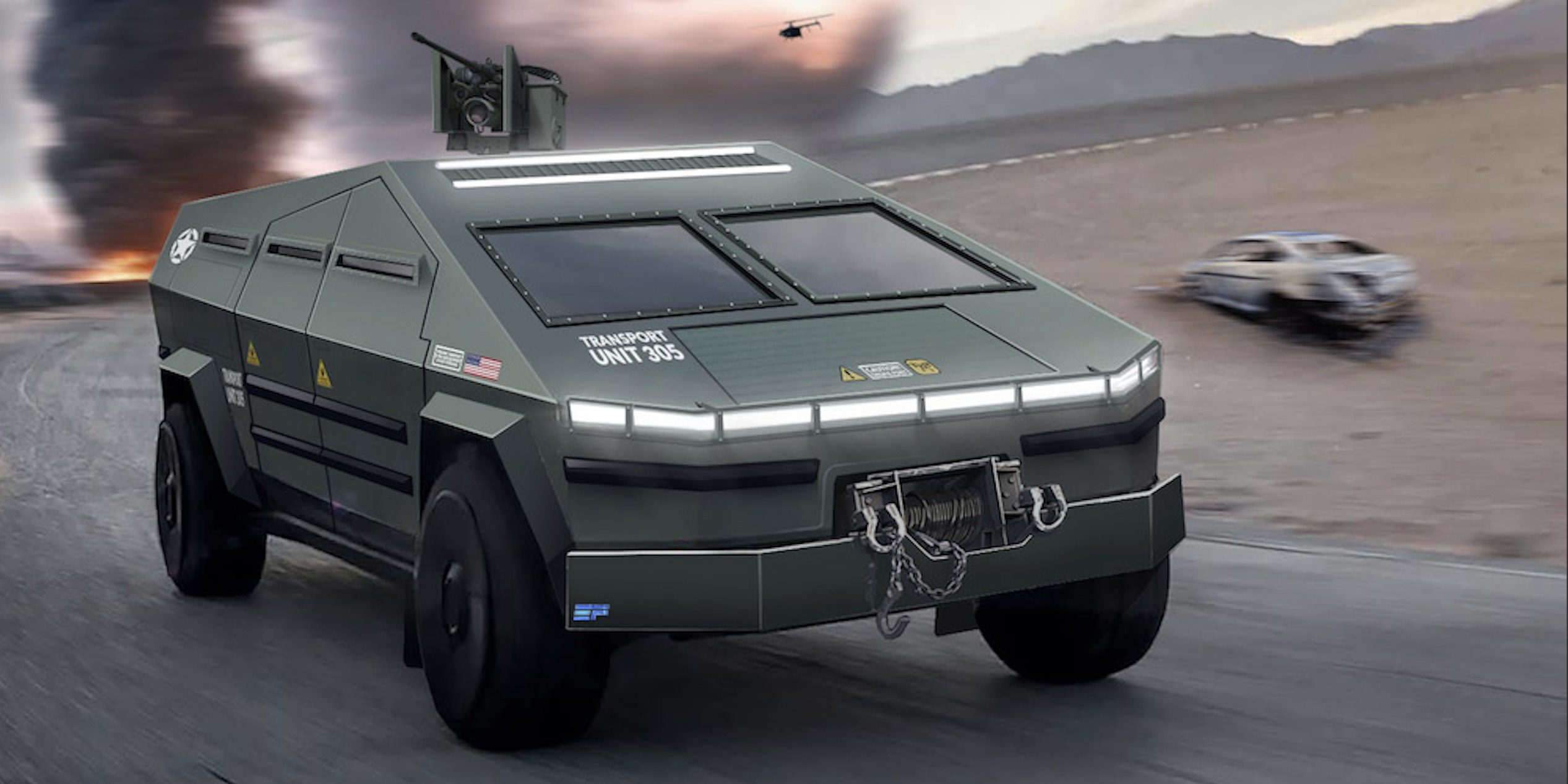 Tesla Cybertruck Gets Turned Into Electric Military Vehicle In Crazy   Tesla Cybertruck Electric Military Vehicle E1588712677557 