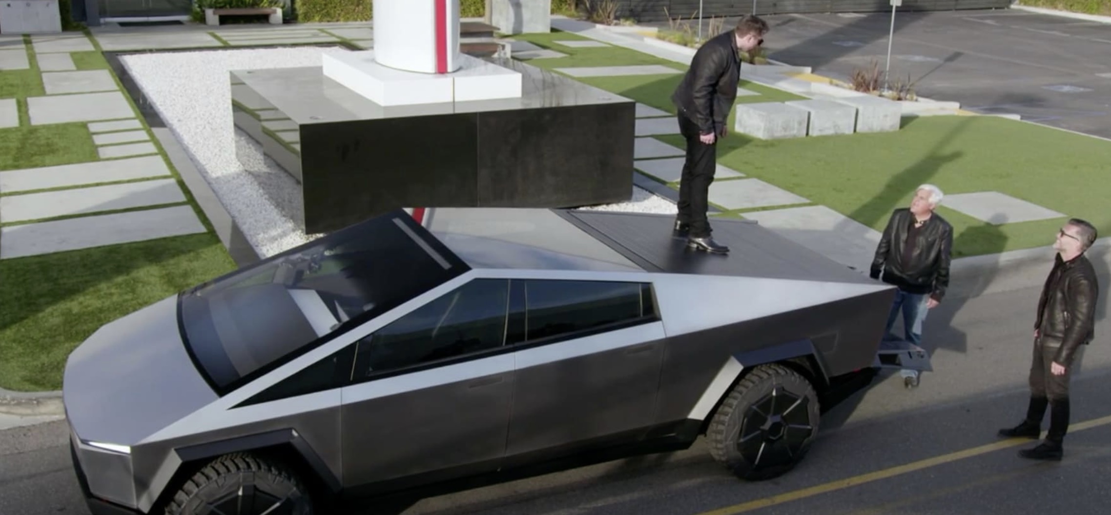 Elon Musk Jumps On Tesla Cybertruck Prototype And Talks Improvements ...