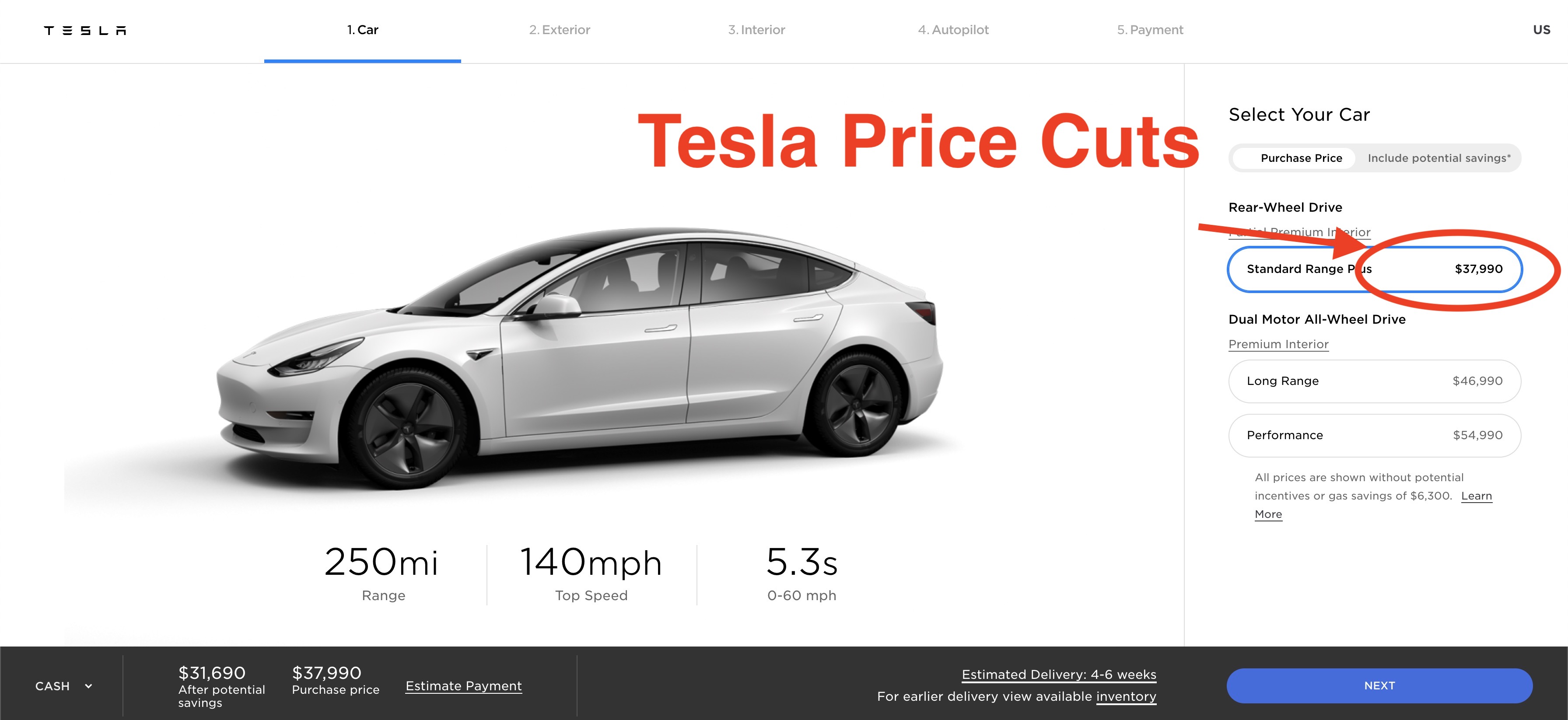 Tesla car Price