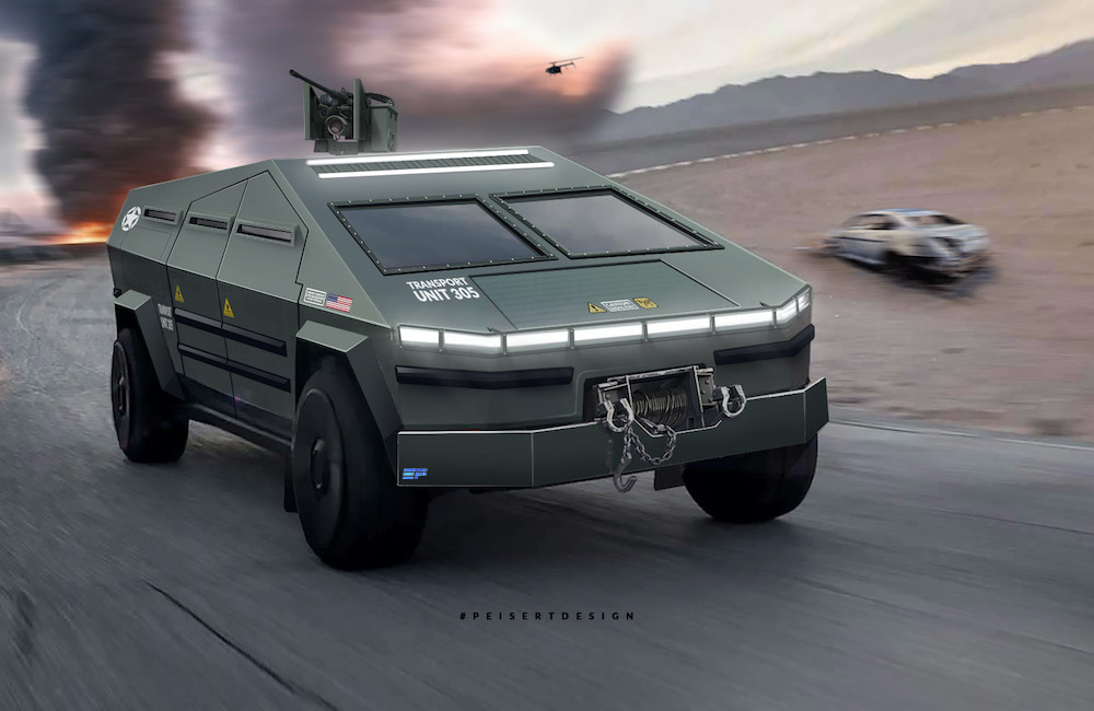 Tesla Cybertruck gets turned into electric military vehicle in crazy