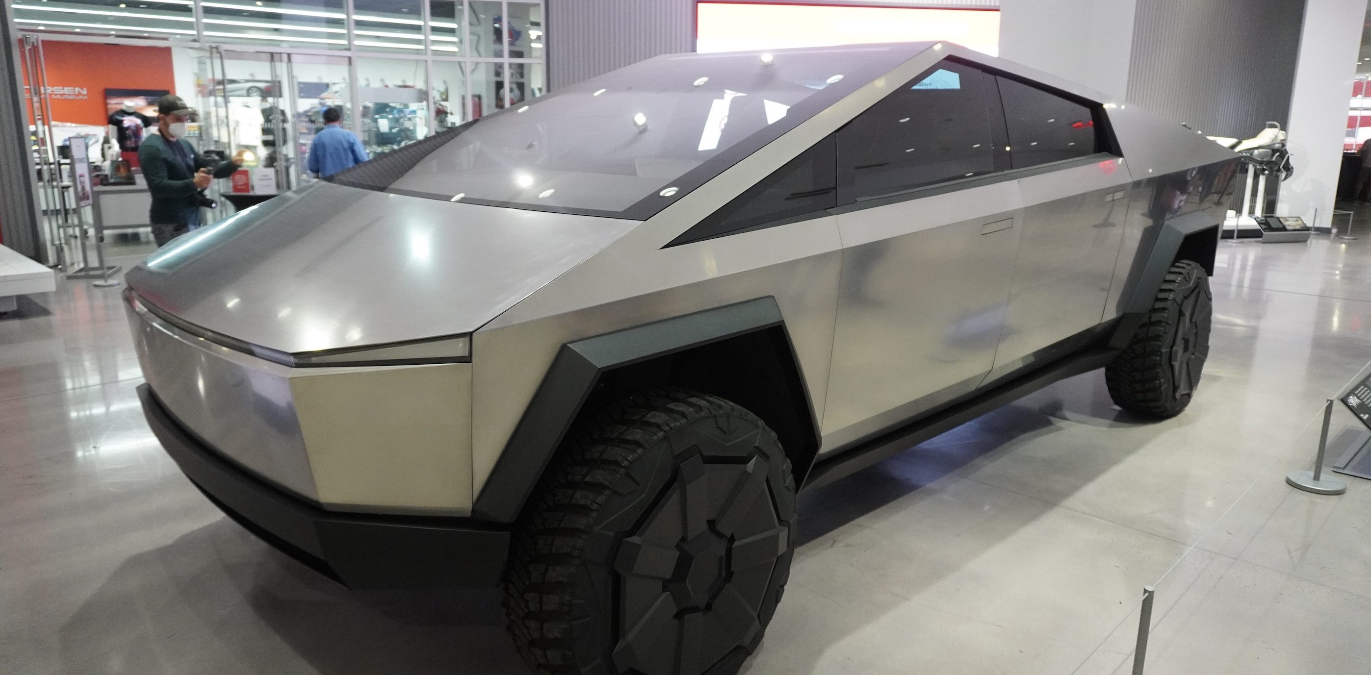tesla cybertruck prototype close look public outing pictures