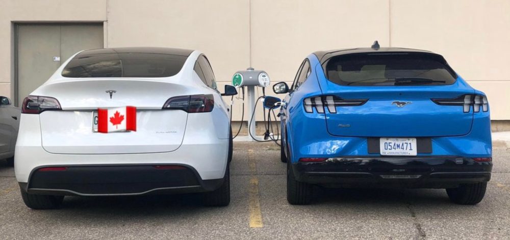 First Picture Of Tesla Model Y And Ford Mustang Mach E Side By Side Electrek