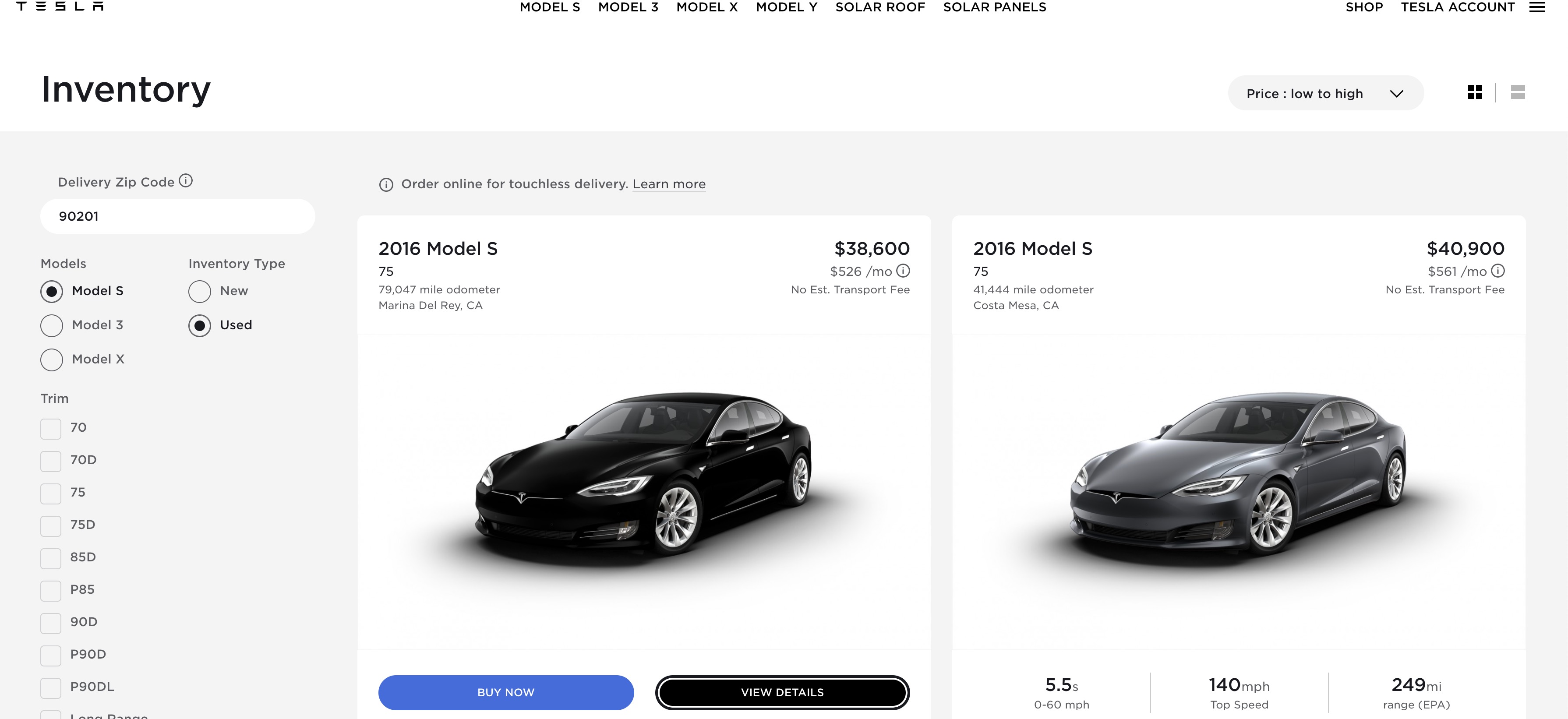 Tesla reverts to again not sharing pictures of used cars for sale