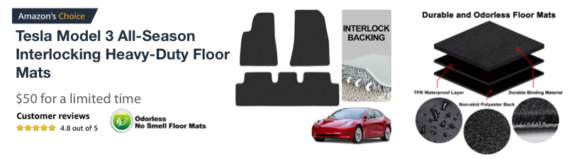 Tesla Model 3 All-Season Interlocking Heavy-Duty Floor Mats