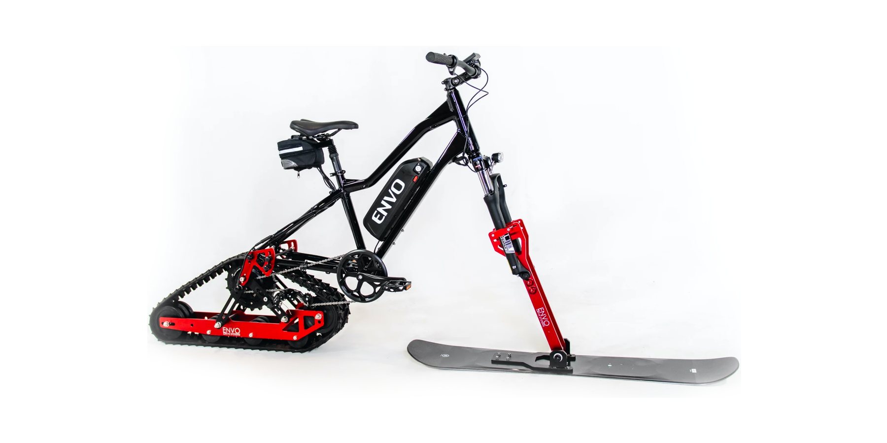 photo of New conversion kit turns mountain bikes into electric snowmobiles image