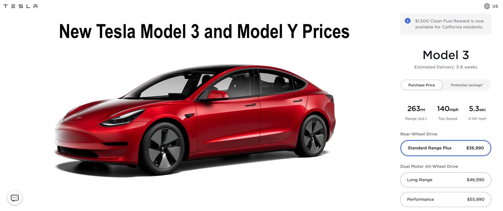 Tesla reduces Model 3 and Model Y prices, now starts under $37,000