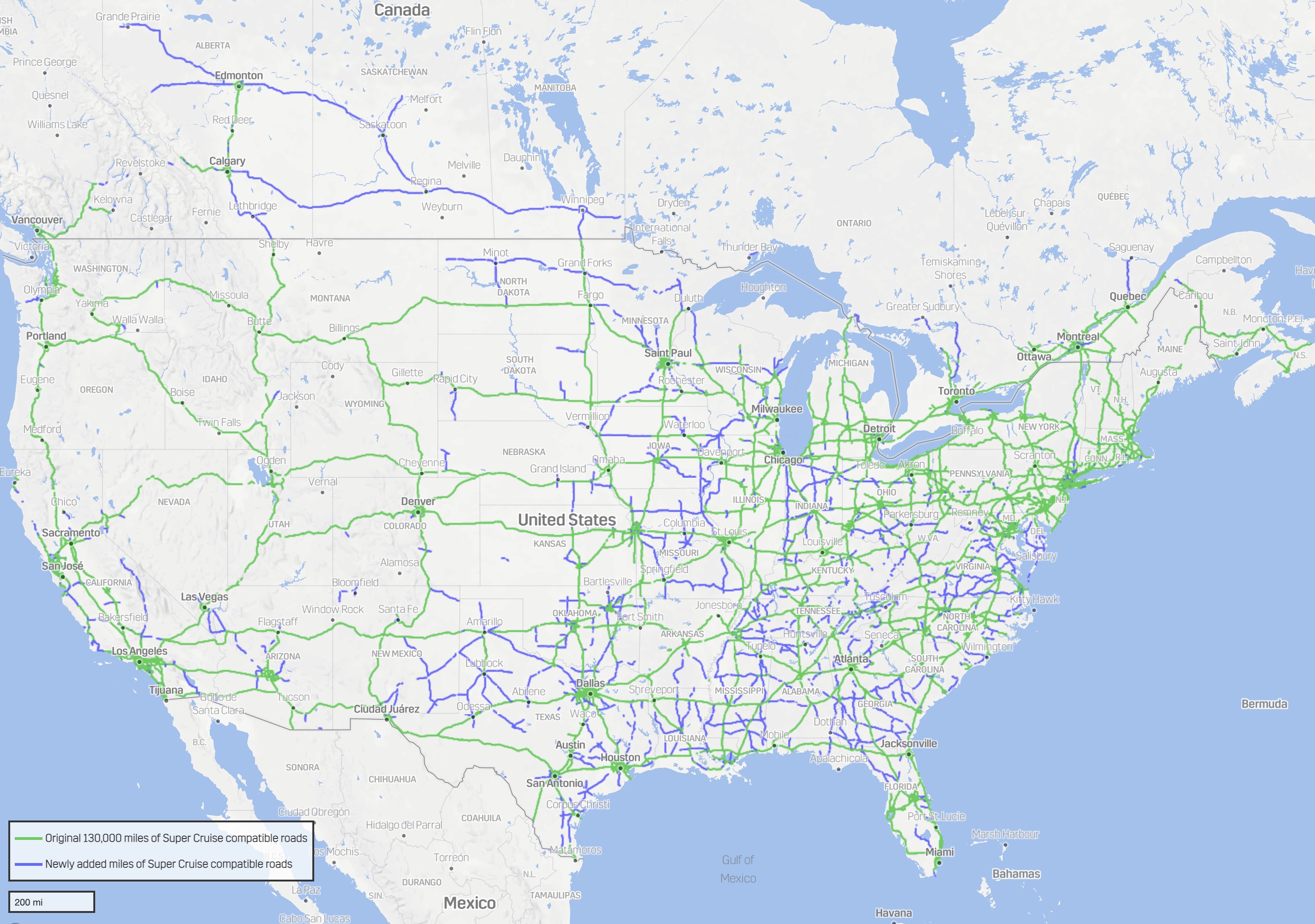 Gm Super Cruise Compatible Highway Map