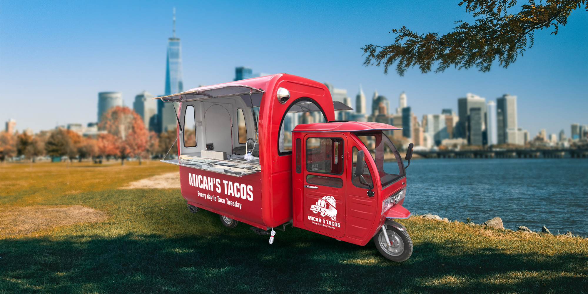 Electric tricycle food sales cart