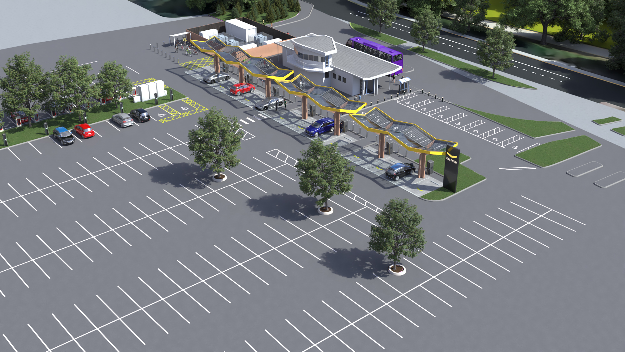 Tesla And Fastned Create Energy Superhub Charging Station Electrek