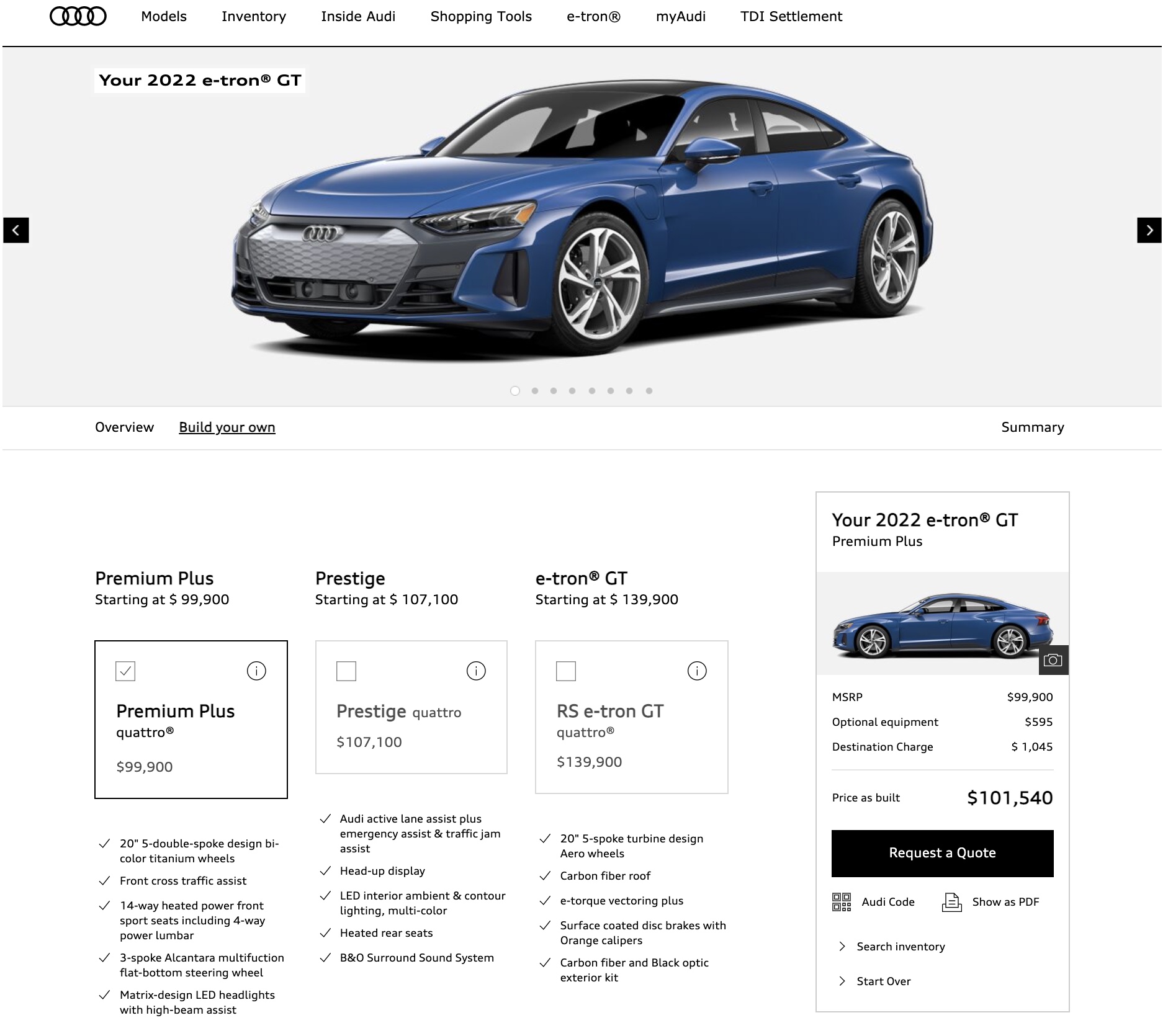 Audi car configurator