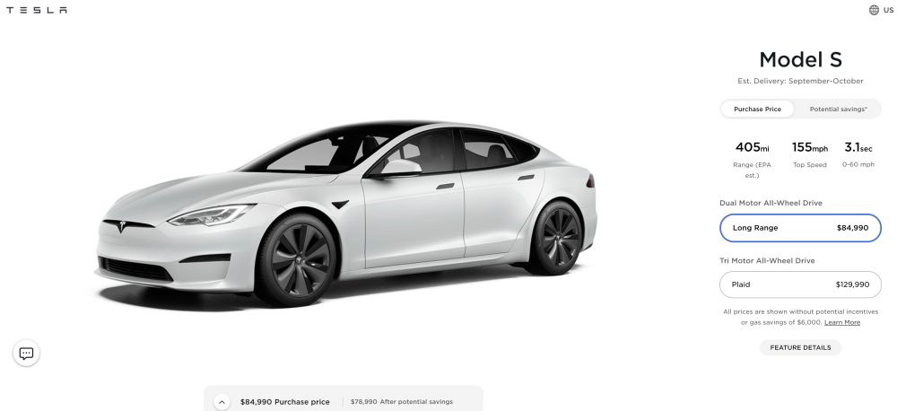 Tesla Model S price july 2021