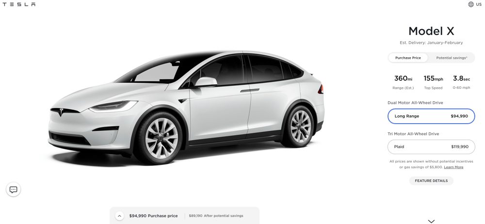 Tesla Model X price July 2021