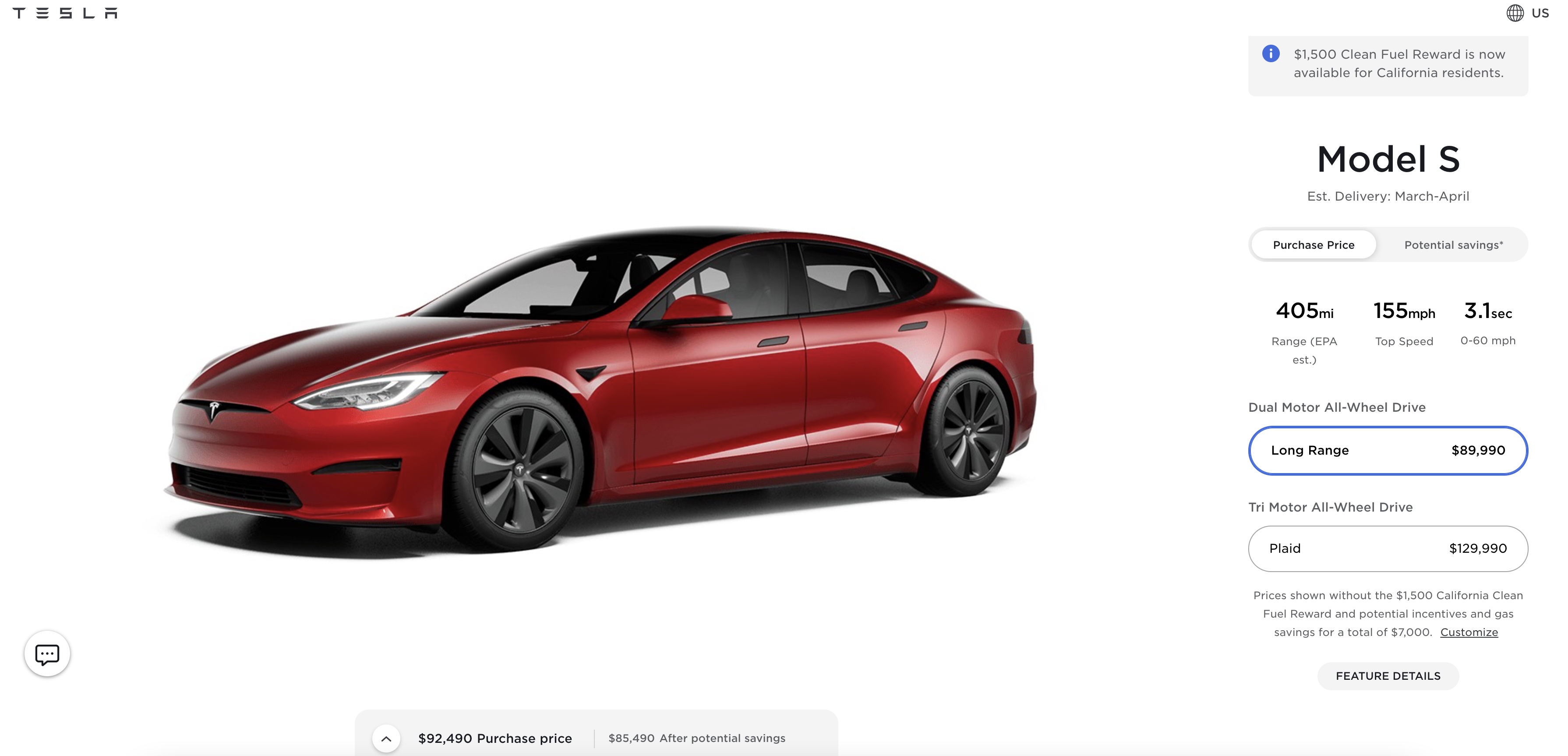 Tesla model s store price per month