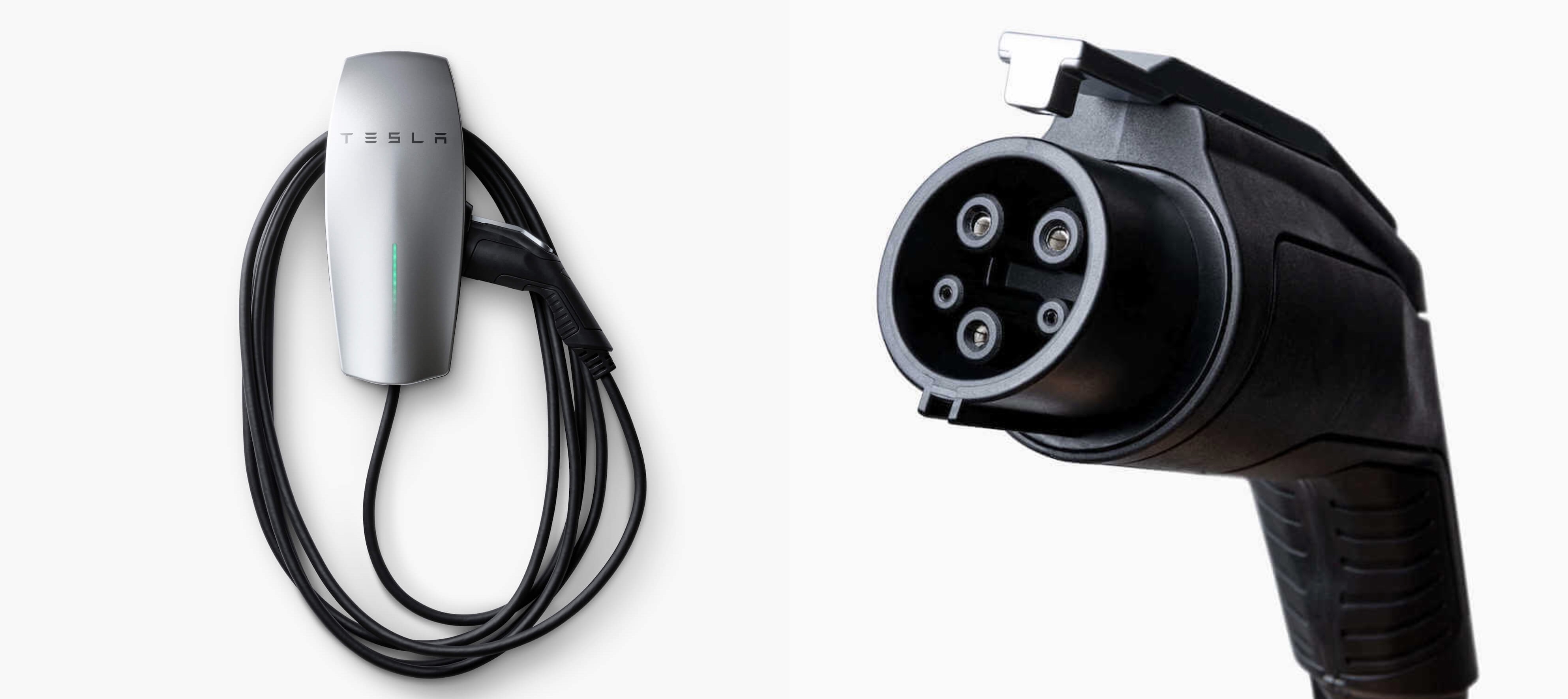 EVCARS Tesla Charging Adapter Black & Ev Charger Holder Type 1 Plug and Cable Holder 