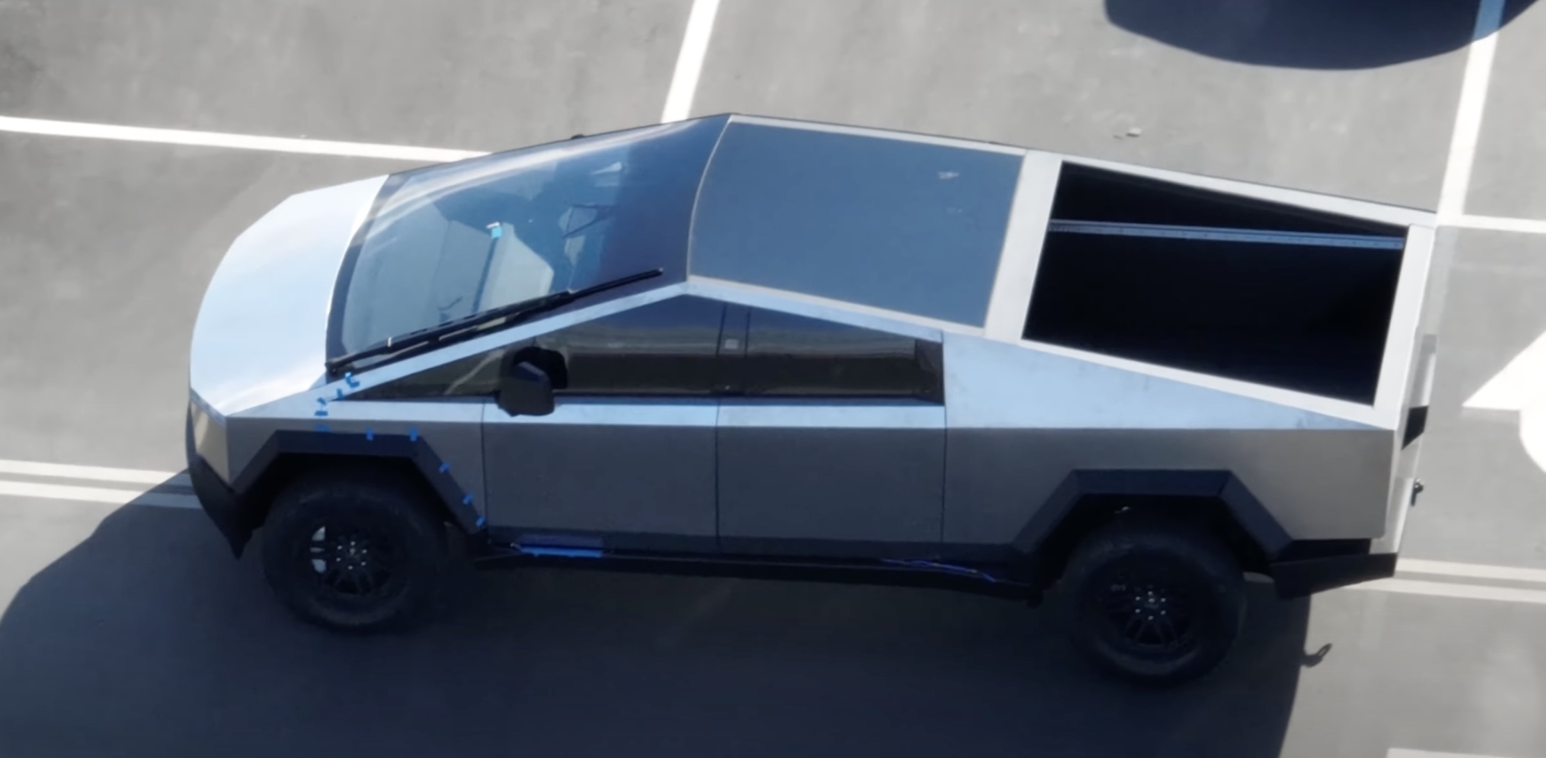 Tesla Cybertruck with updated design spotted on test track